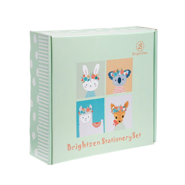 Brightzen Bunny Stationery Set for Girls: Fur Bunny Notebook, Pencil Case, 2 Bunny Pom Pens and 6 Sheets of Stickers!