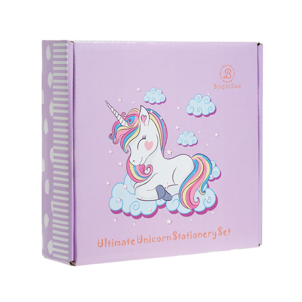 Unicorn Stationery Set for Girls: A5 Rainbow Unicorn Notebook, Pencil Case, 2 Pens, 4 Pencils, 4 Erasers and Stickers